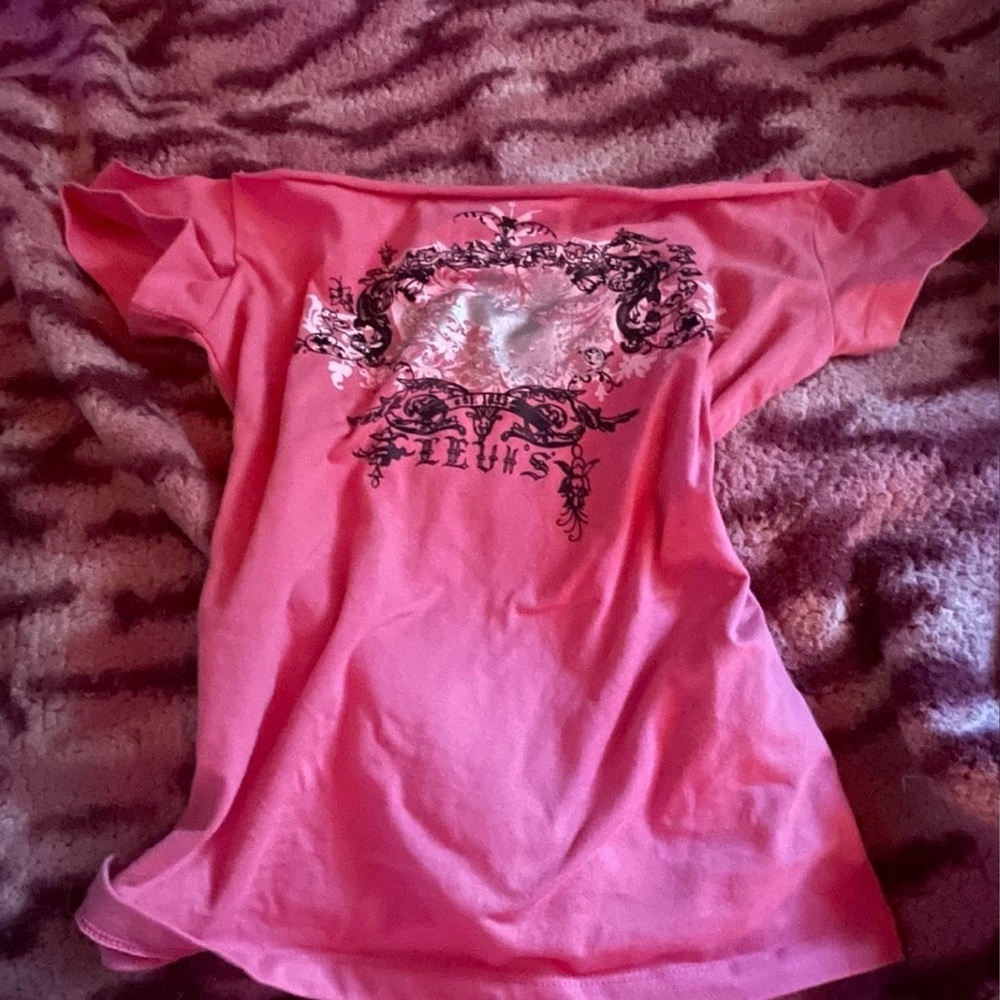 Pink Graphic Off-Shoulder